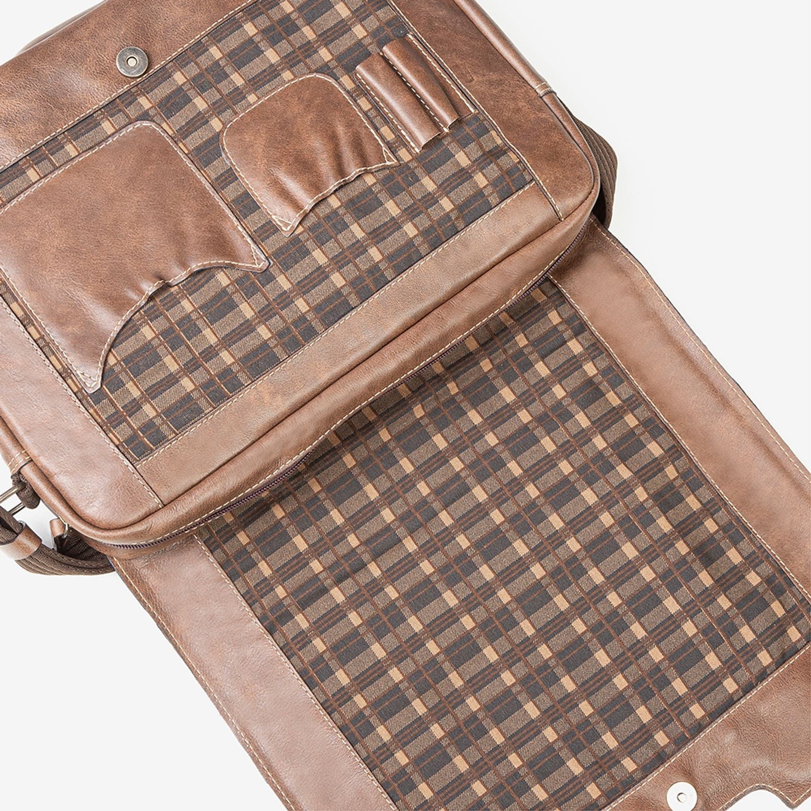 Bolsa Carteiro Em Couro Camel - Image 4