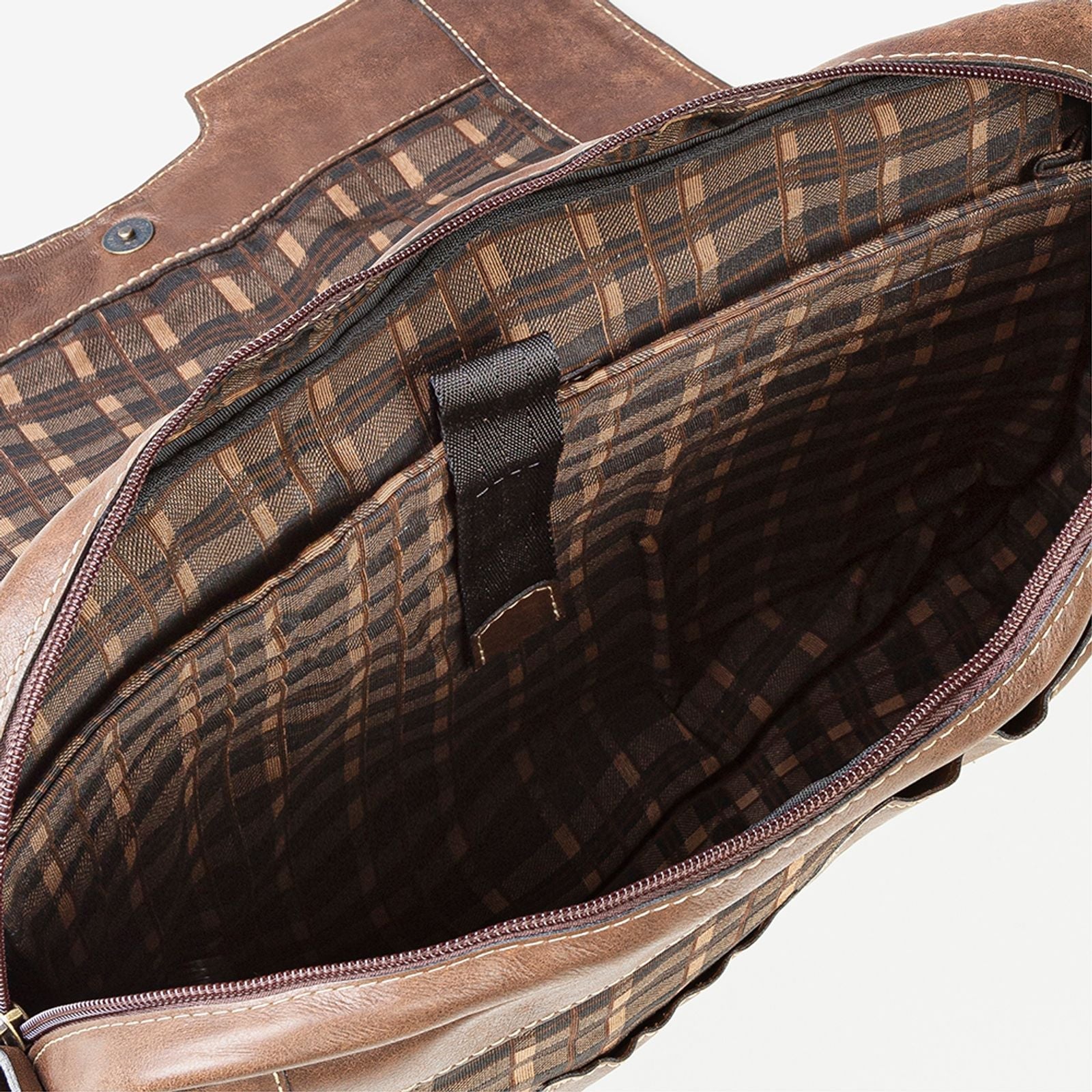 Bolsa Carteiro Em Couro Camel - Image 5