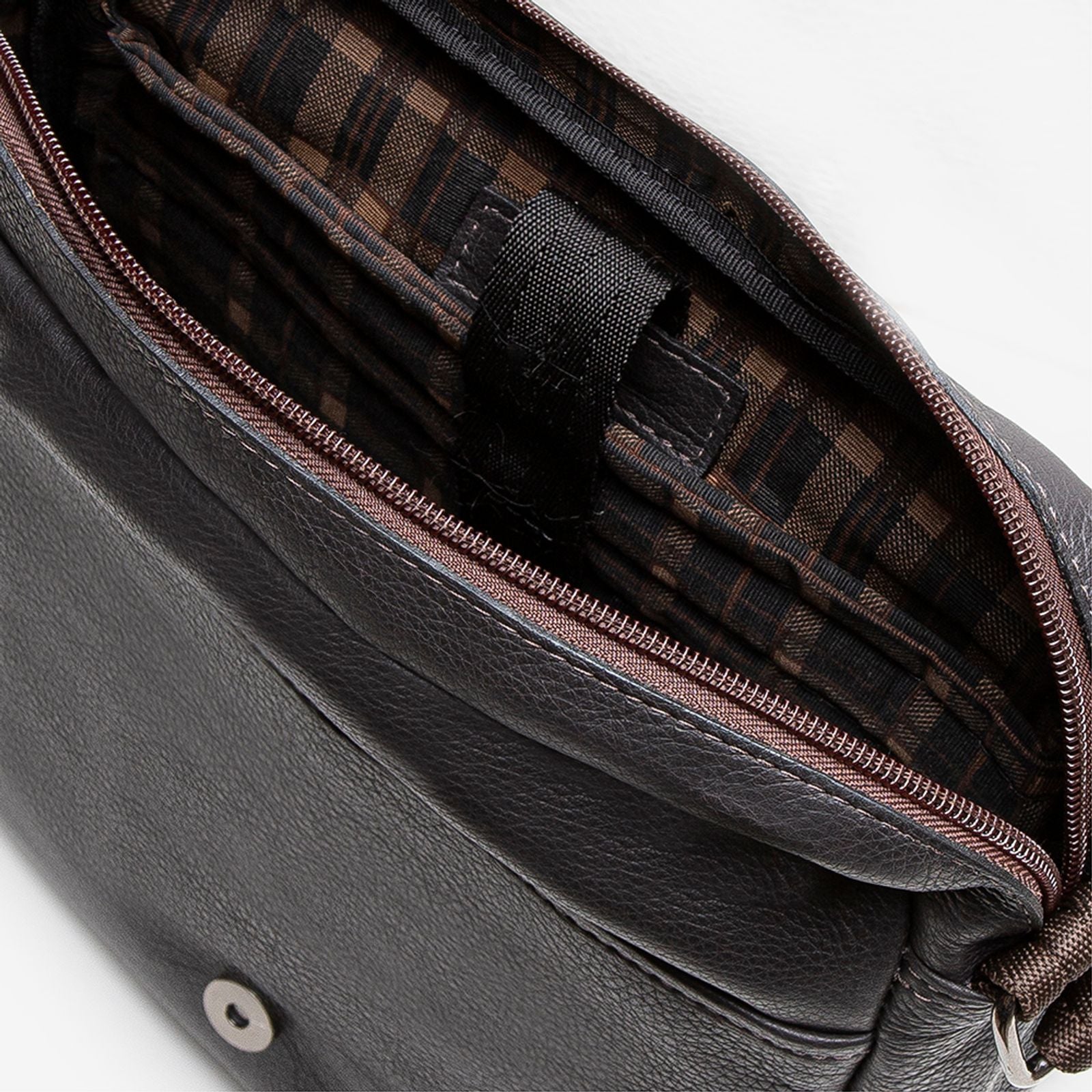 Bolsa Tiracolo Em Couro Café - Image 4